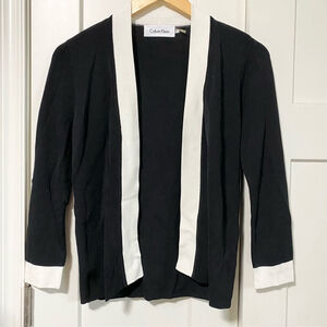 Calvin Klein long sleeve open wrap shawl cardigan black and white size xs